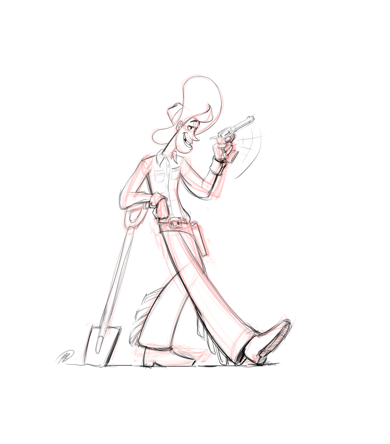 Cowboy Bool Visual Drawing Illustration - Phil Burnett Design